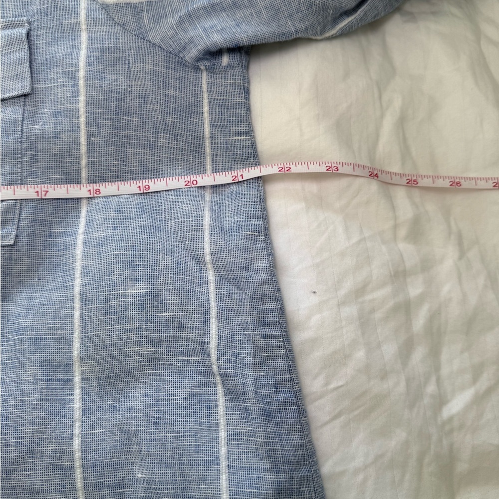 Ellen Tracy Striped Linen Coastal Preppy California Summer Top Size Large - Picture 8 of 9